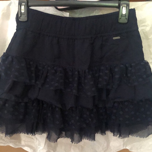 NWT HTF Rare Vintage Hollister Navy Blue ruffled tiered skirt. Beautiful details - Picture 11 of 12